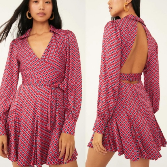 Free People Dresses & Skirts - Free People Red It Takes Two Sleeve Mini dress Womens small